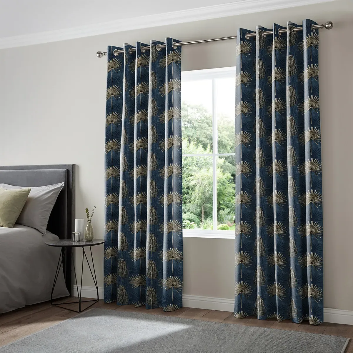 Burn Ink Curtain - Blue, Cotton