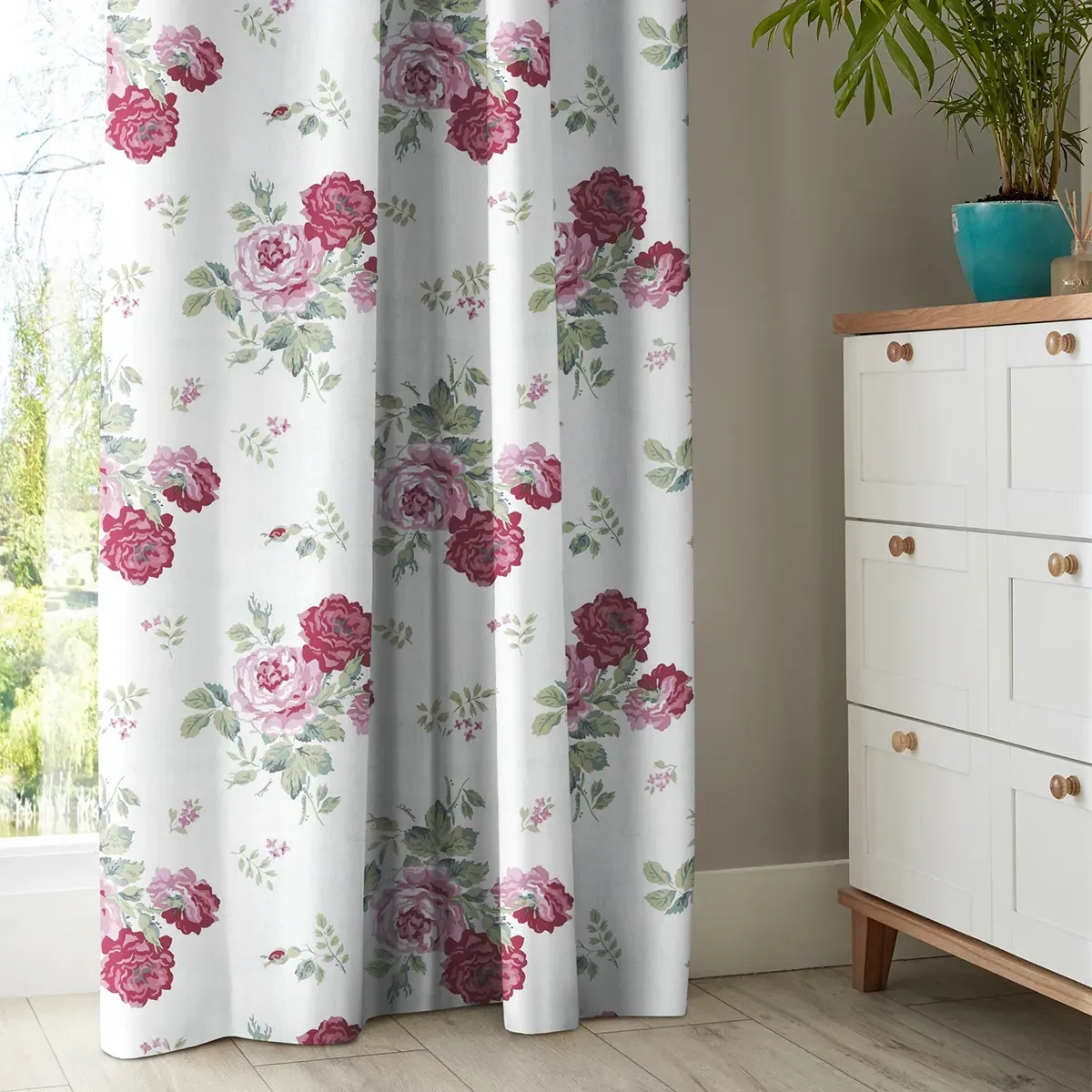 Cath Kidston Antique Rose Curtain - Pink, Cotton