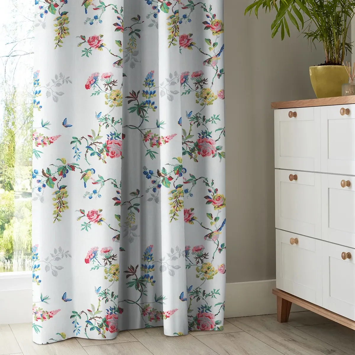 Cath Kidston Birds and Roses Curtain - Multi, Cotton