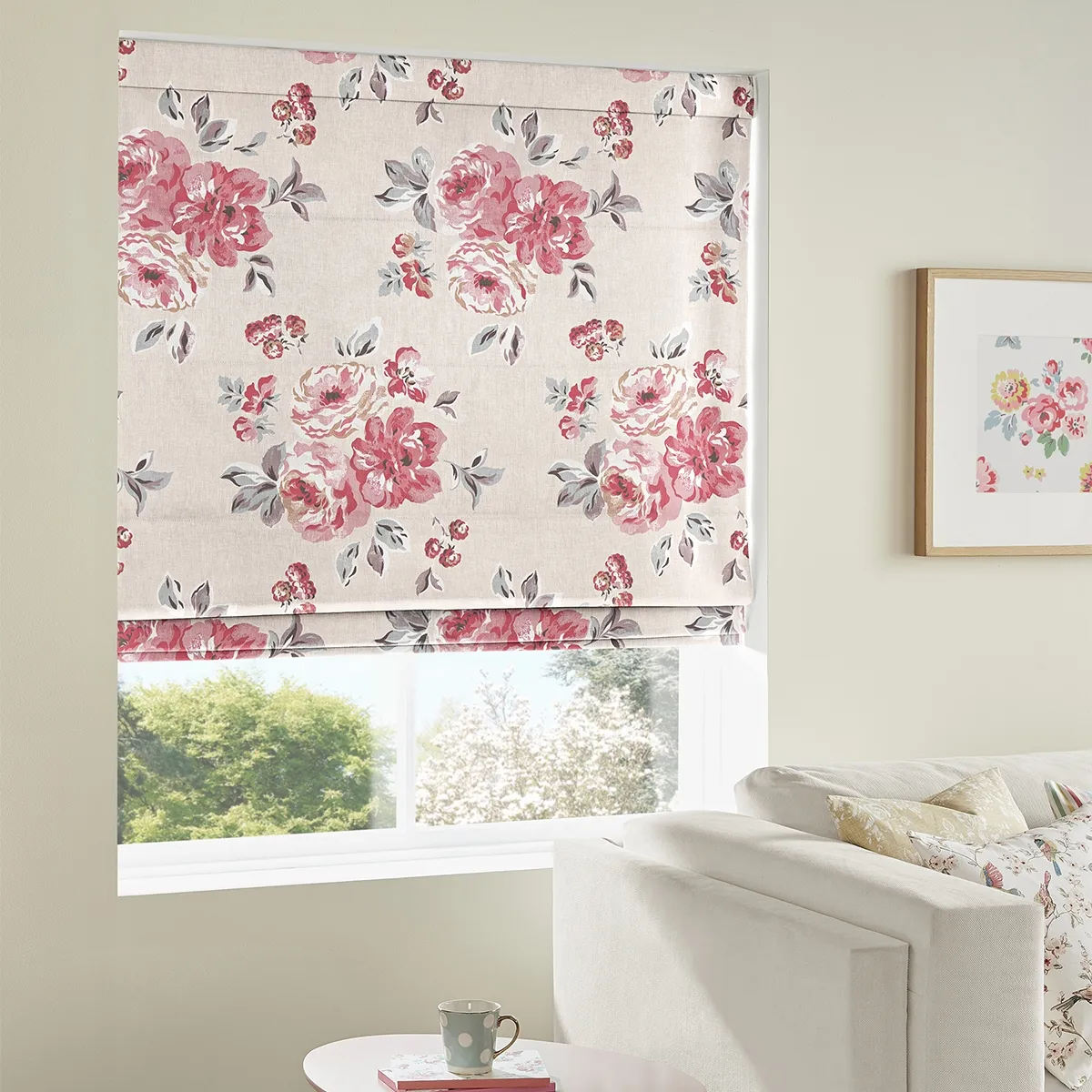 Cath Kidston Brampton Bunch Raspberry Roman Blind - Cotton