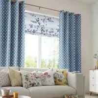 Cath Kidston Button Spot Curtain - Blue, Cotton