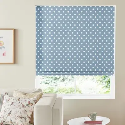 Cath Kidston Button Spot Roman Blind - Blue, Cotton