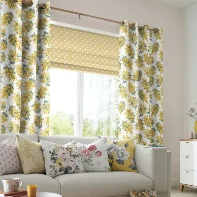 Cath Kidston Mimosa Flower Curtain - Yellow, Cotton
