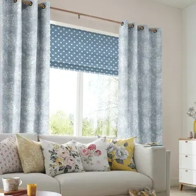 Cath Kidston Washed Rose Curtain - Grey, Cotton