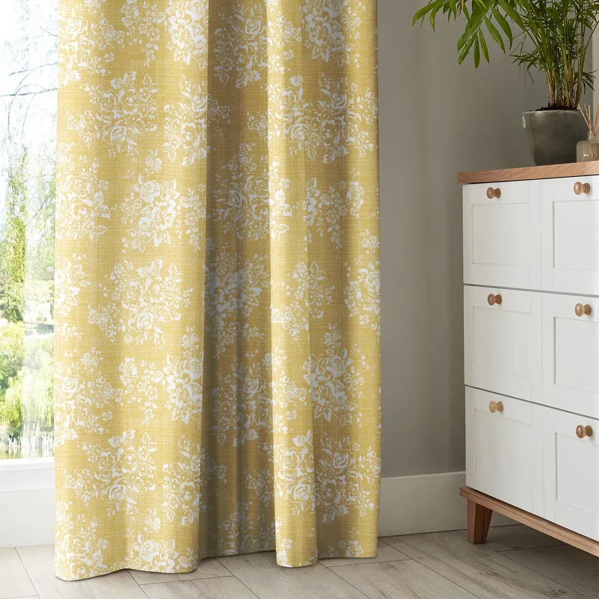Cath Kidston Washed Rose Curtain - Ochre, Cotton