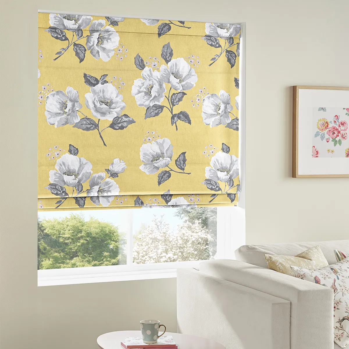 Cath Kidston Wild Poppies Citrine Roman Blind - Cotton
