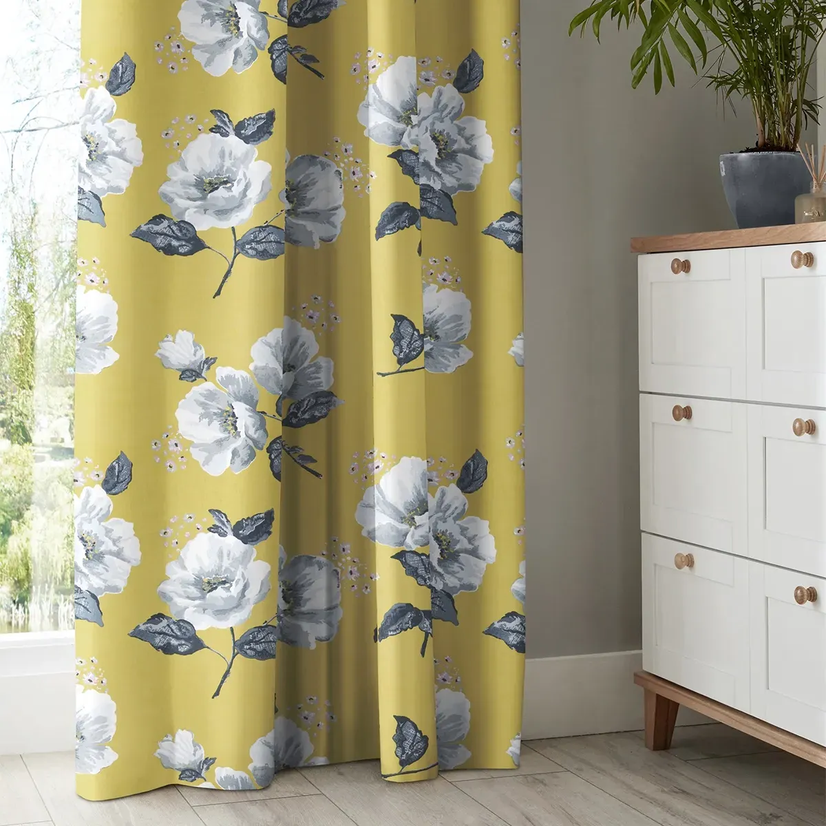 Cath Kidston Wild Poppies Curtain - Citrine, Cotton