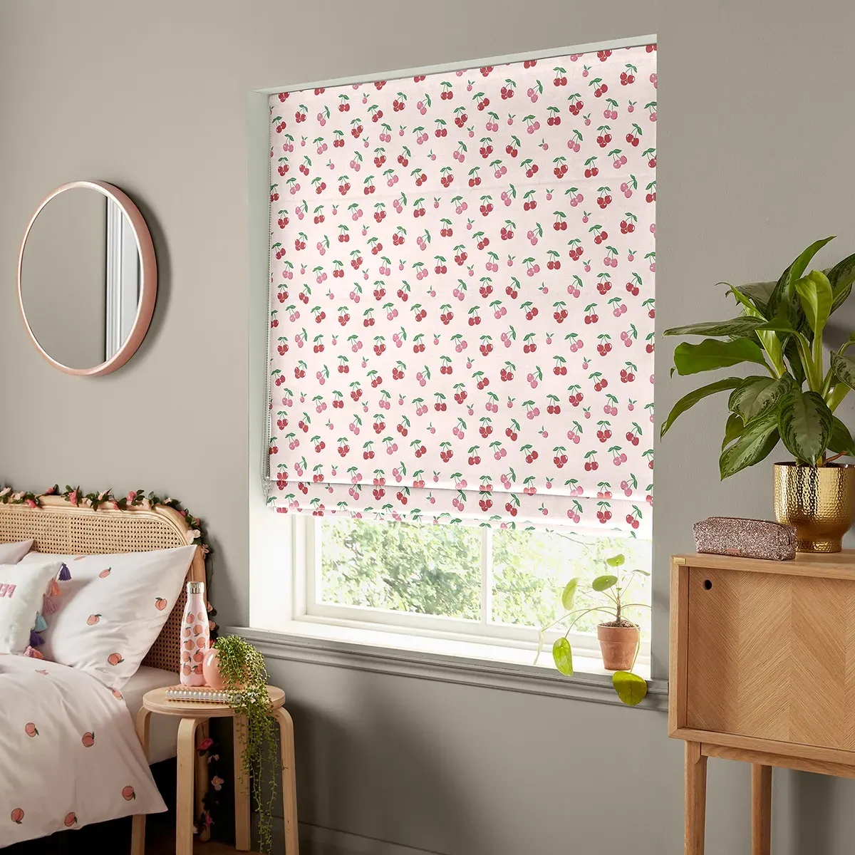 Cherrys Roman Blind - Pink, Cotton