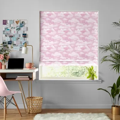 Clouds Roman Blind - Pink, Cotton