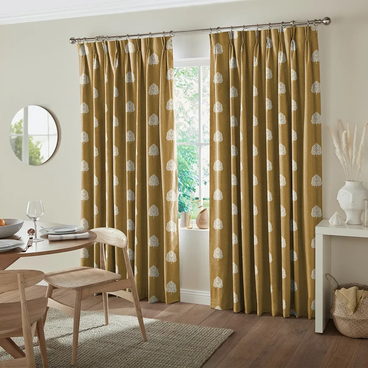 Coman Eyelet Curtain Made to Measure - Ochre, Cotton Mix