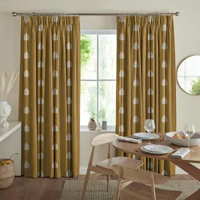 Coman Eyelet Curtain Made to Measure - Ochre, Cotton Mix image