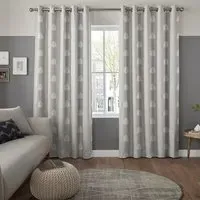 Coman Sheer Curtain with Grommets - Silver, Cotton Mix