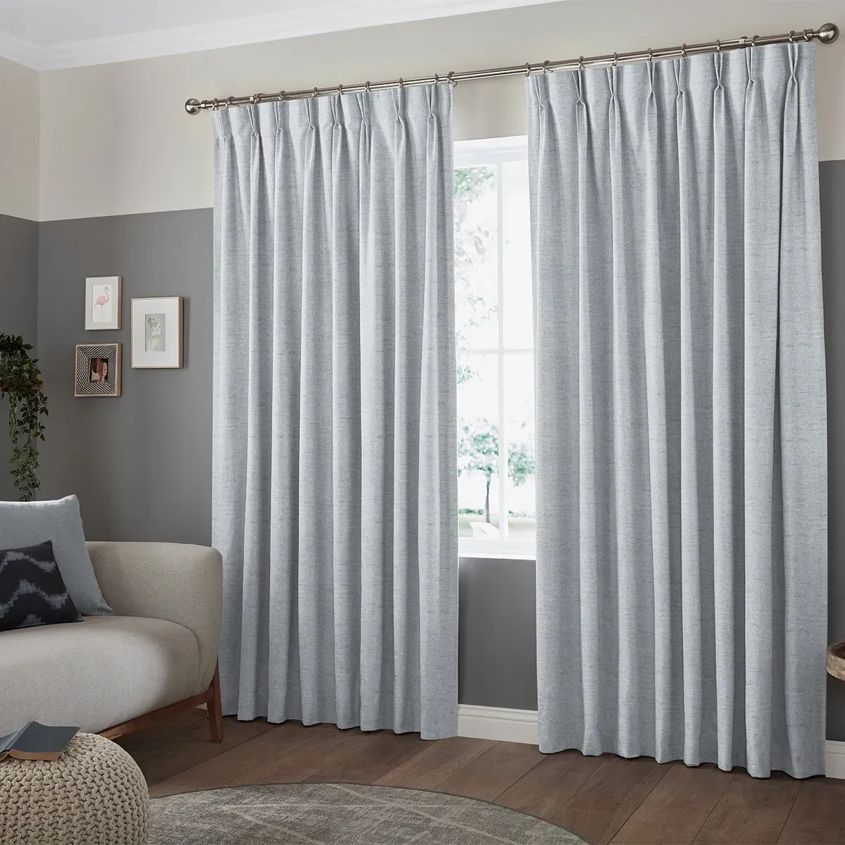 Defoe Curtain - Silver, Polyester