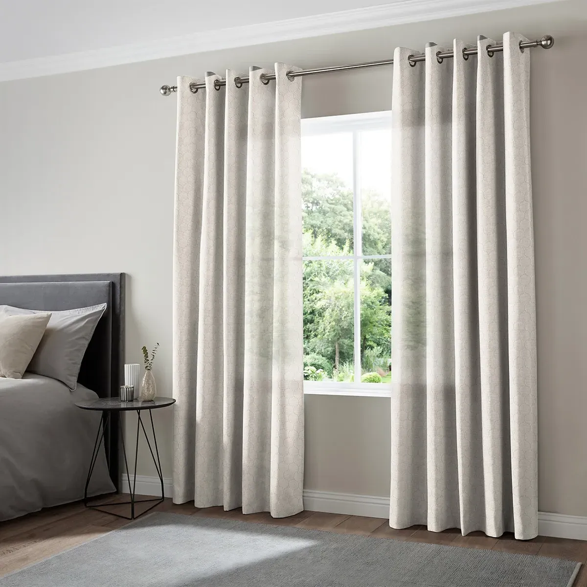 Denver Eyelet Curtain - Ivory, Polyester