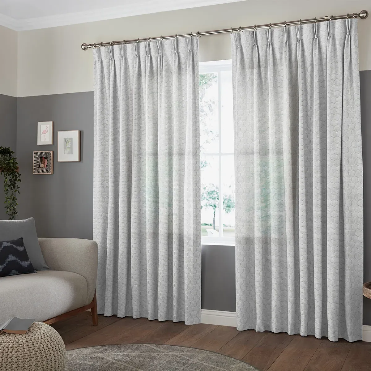 Denver Eyelet Curtain - Silver, Polyester