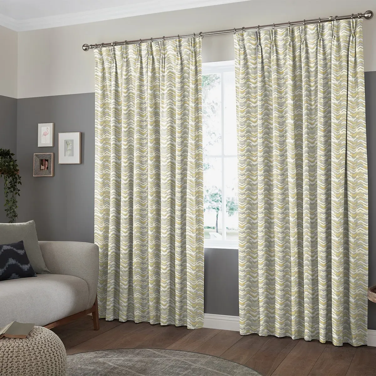 Diaz Textured Curtain - Grey, Polyester