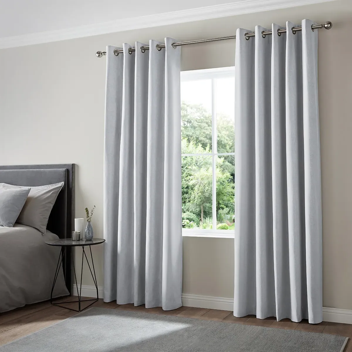 Dier Opaque Curtain - Silver, Polyester