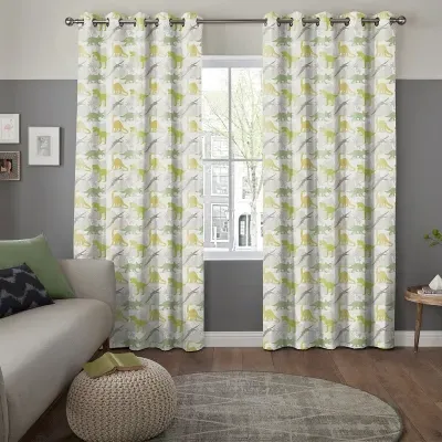 Dino Roar Multi Curtain - Pink, Cotton image