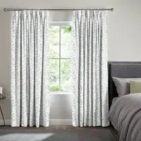 Giles Flowers and Leaves Curtain - Stone, Cotton