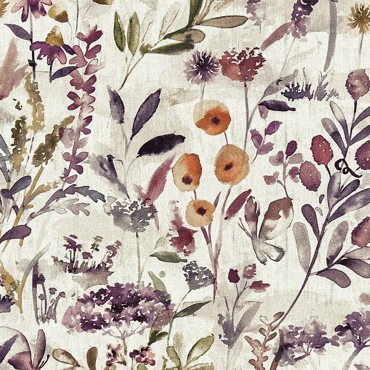 Giles Flowers and Leaves Curtain with Blackout - Berry, Cotton