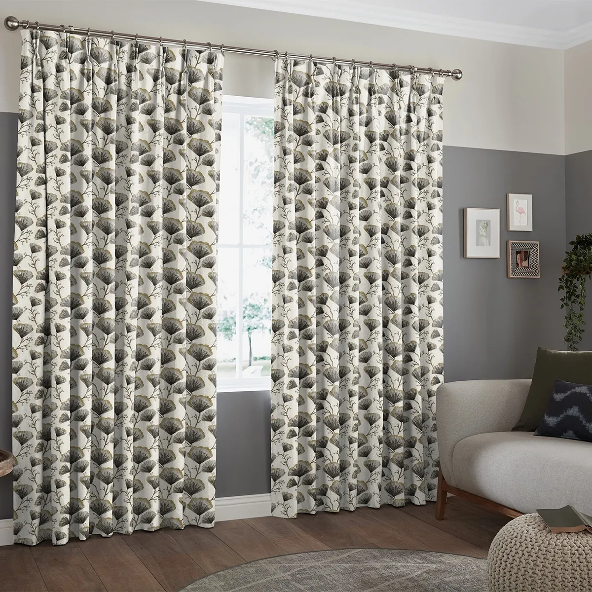 Gomes Mist Curtain - Grey, Cotton
