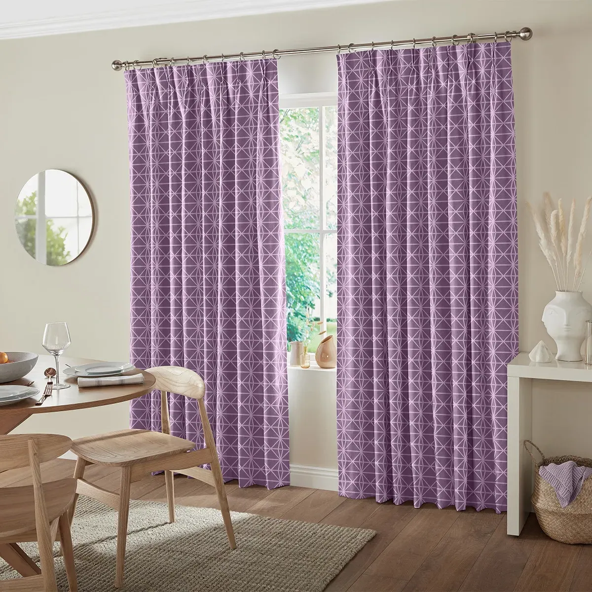 Gosling Geometric Curtain - Aubergine, Cotton Mix