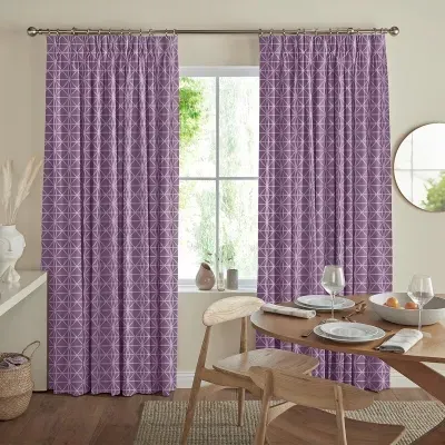 Gosling Geometric Curtain - Aubergine, Cotton Mix image