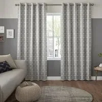 Gosling Geometric Curtain - Silver, Cotton Mix