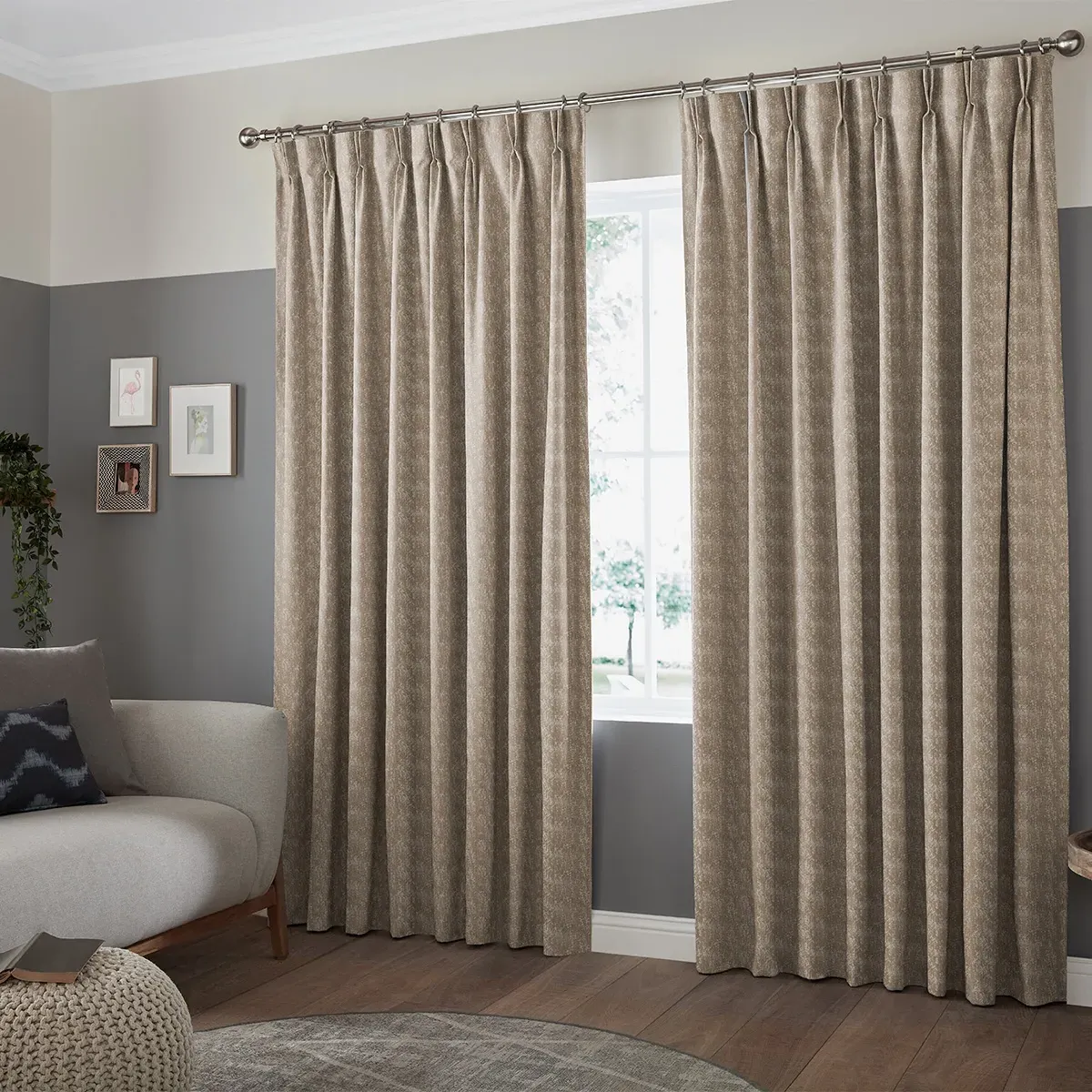 Grant Made-to-Measure Curtain - Taupe, Polyester