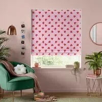Hearts Roman Blind - Pink, Cotton