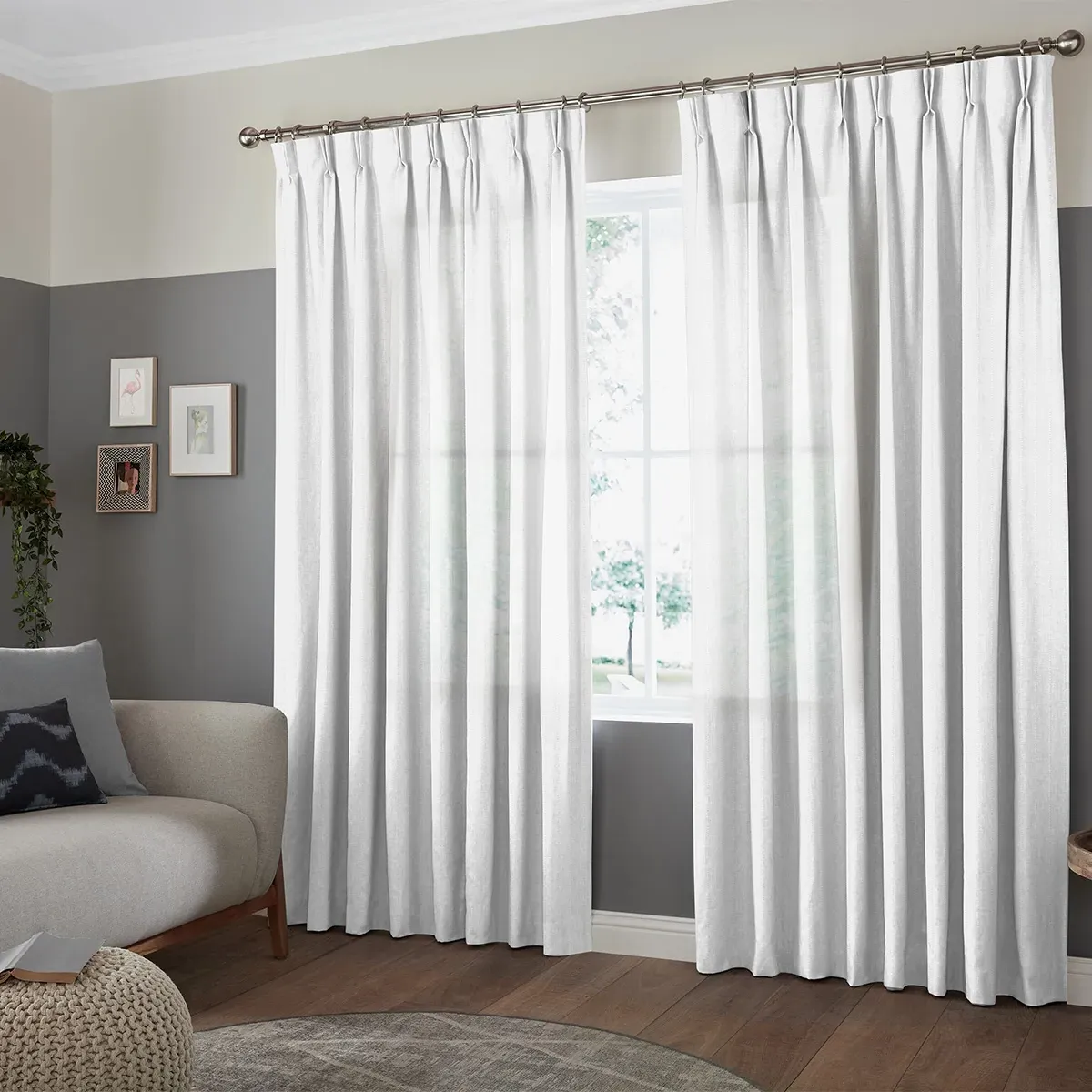 Henderson Ivory Curtain - White, Polyester