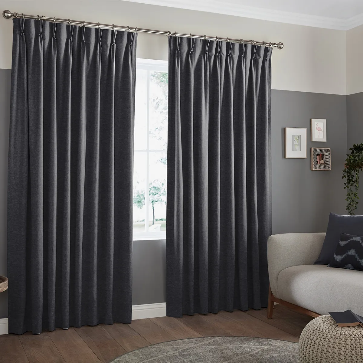 Jenson Curtain - Charcoal, Polyester Cotton
