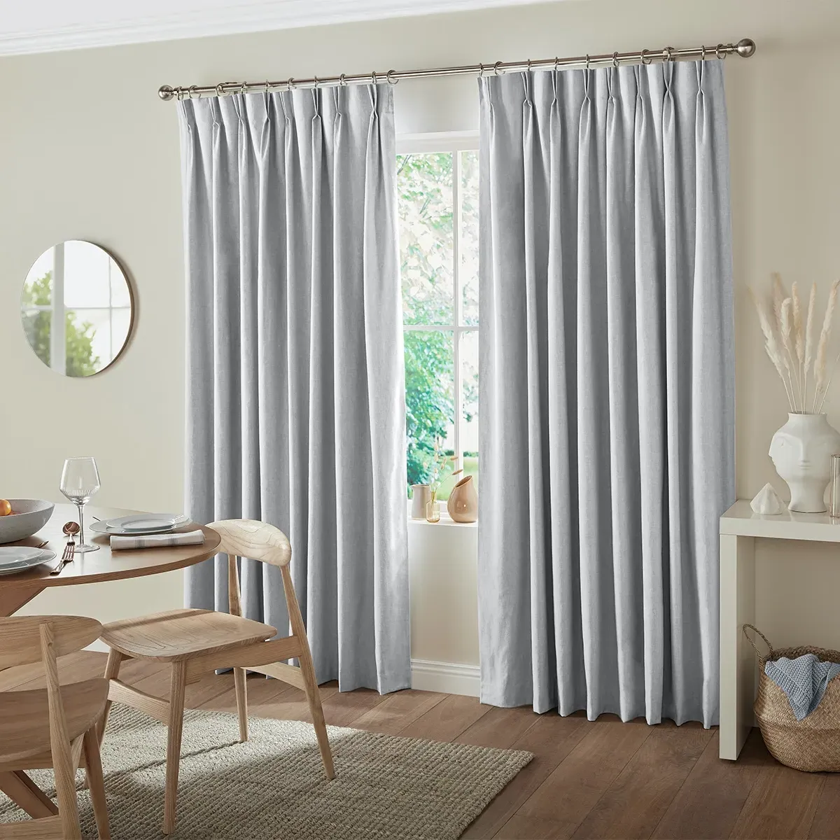 Jesse Silver Curtain - Grey, Cotton Mix