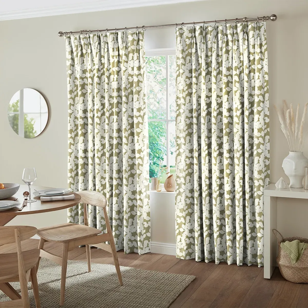 Jonas Floral Curtain - Olive