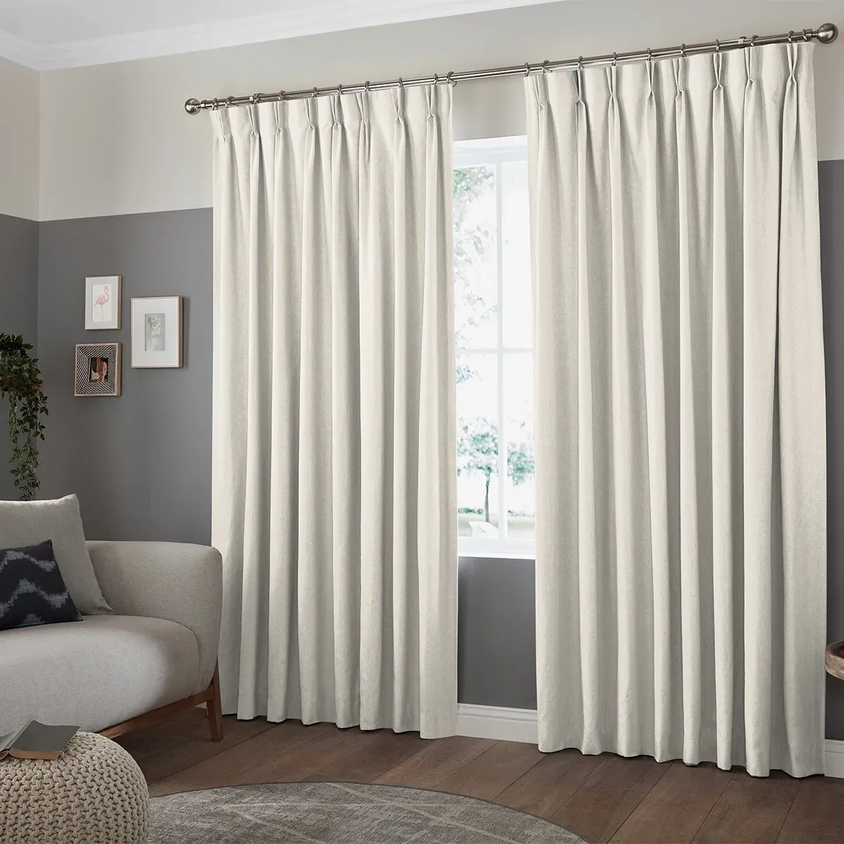 Konsa Made to Measure Curtain - Ivory, Polyester