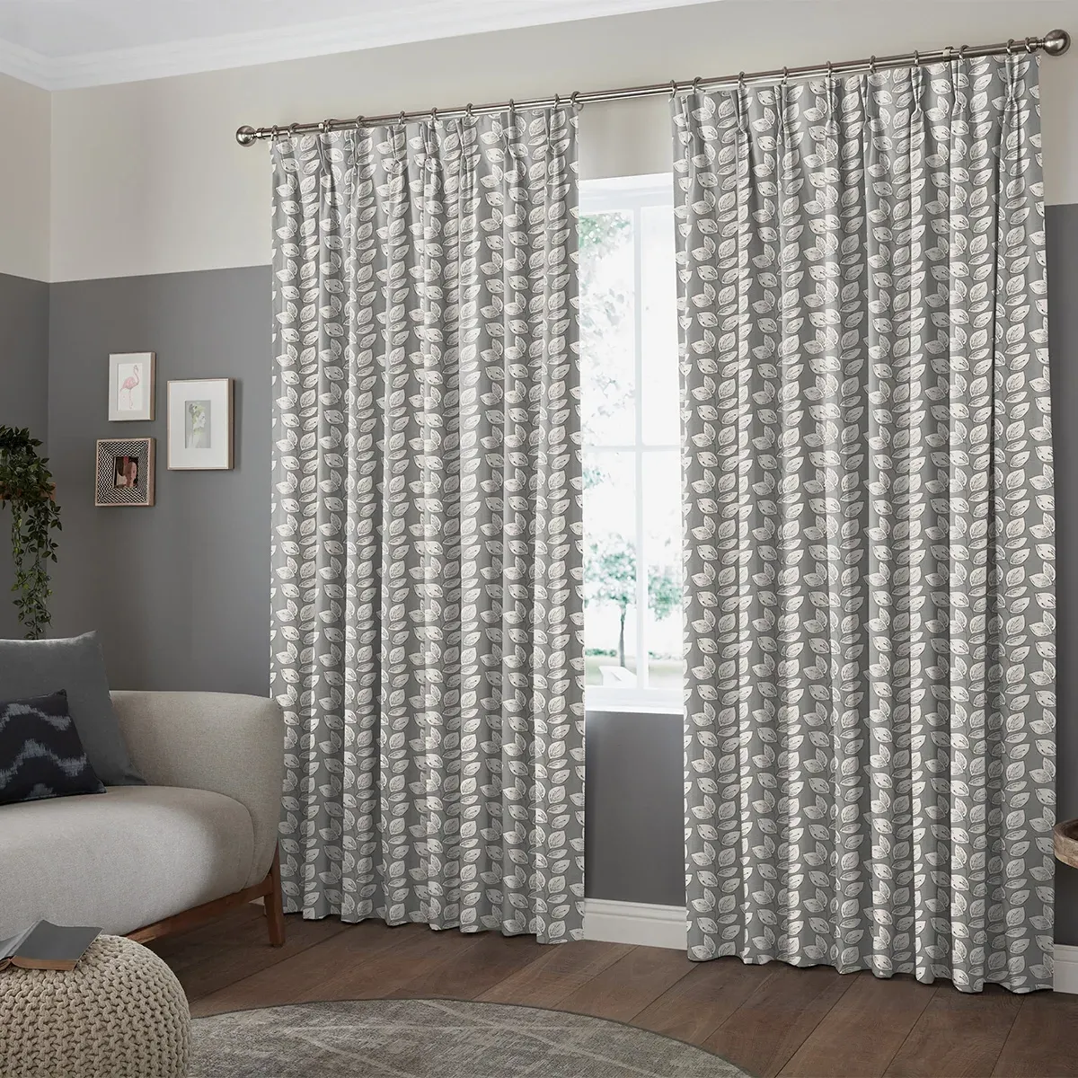 Leno Eyelet Curtain - Coal, Cotton