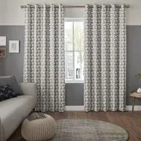 Leno Eyelet Curtain - Coal, Cotton
