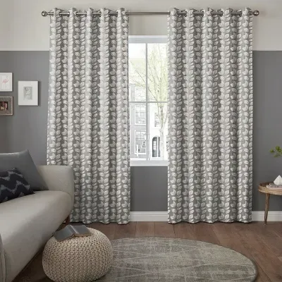 Leno Eyelet Curtain - Coal, Cotton image