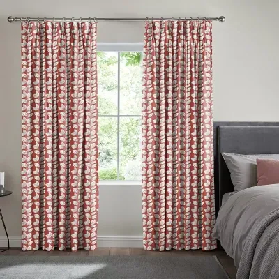 Leno Eyelet Curtain - Ruby, Cotton