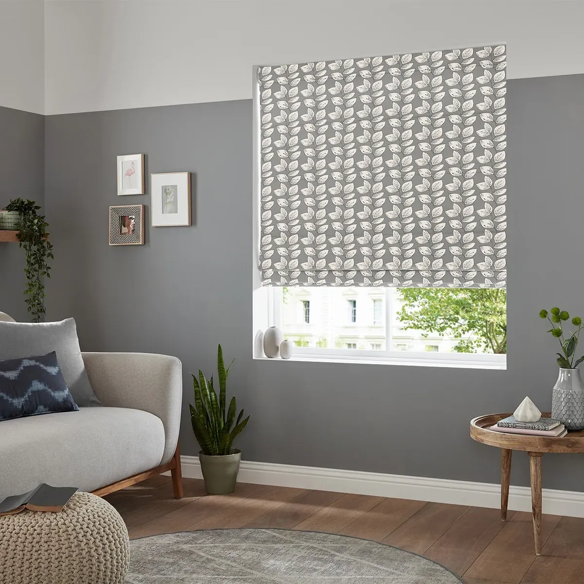 Leno Roman Blind - Coal, Cotton
