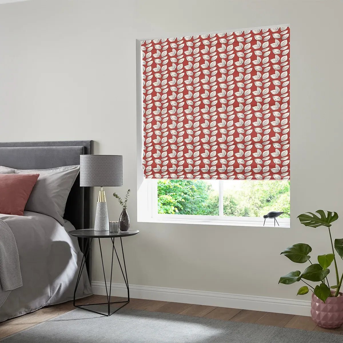 Leno Roman Blind - Ruby, Cotton