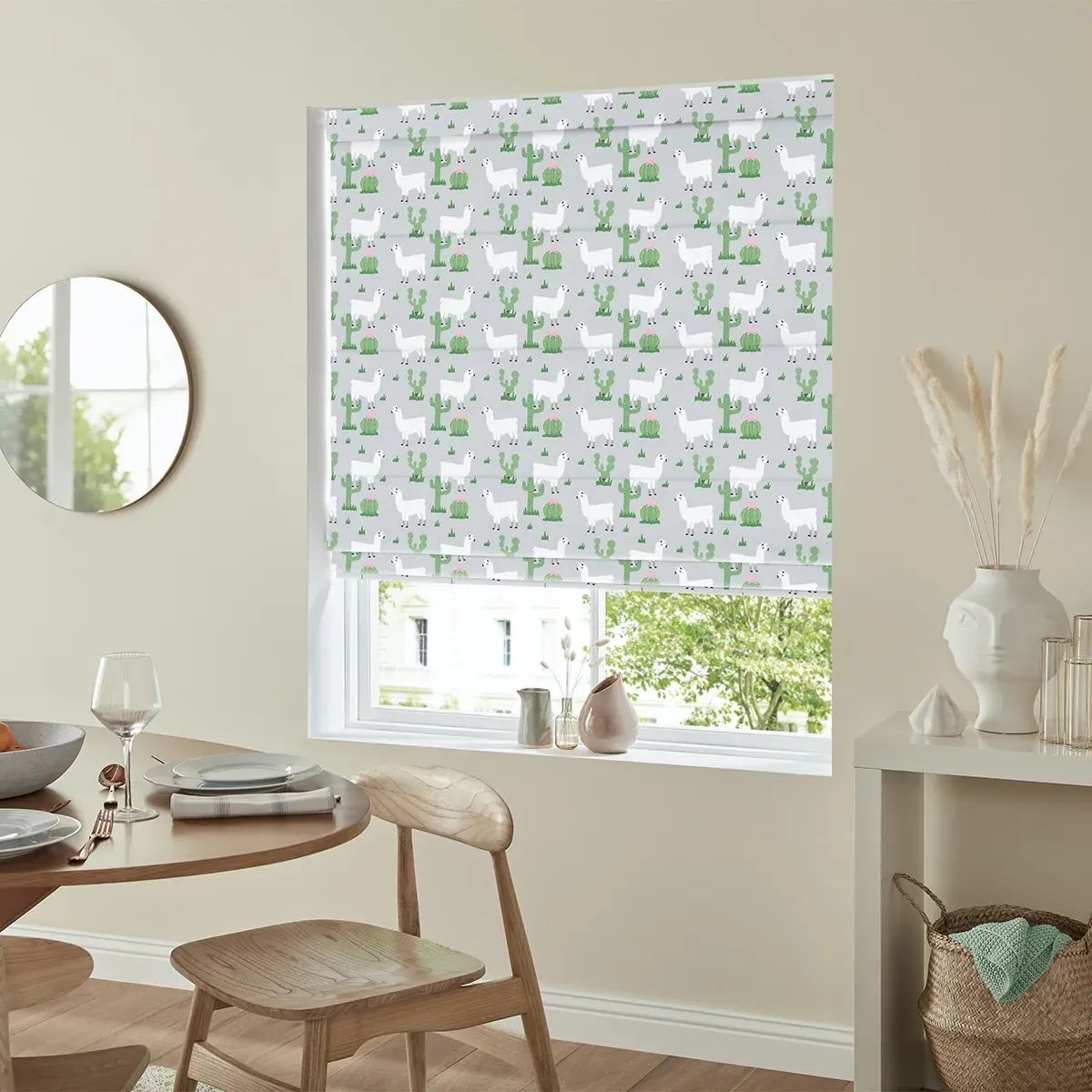 Llamas Multi Roman Blind - Cotton