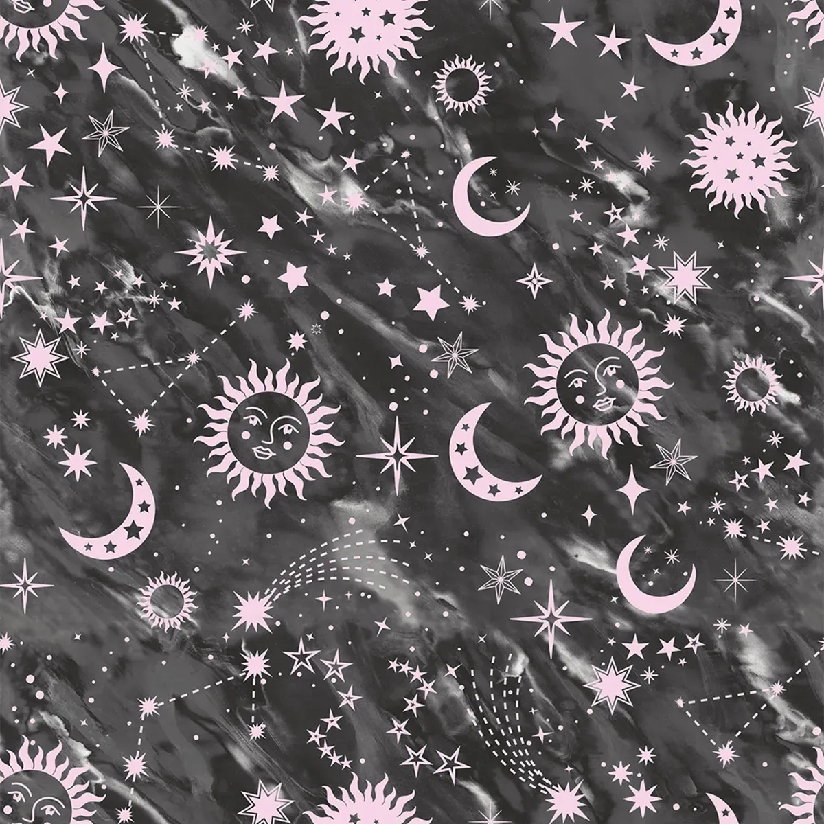 Marble Celestial Roman Blind - Black and Pink, Cotton