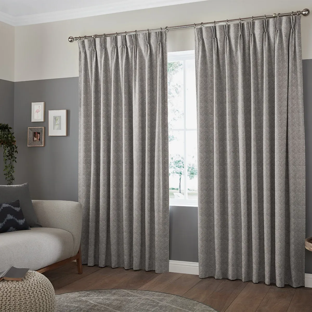 Mata Curtain with Grommets - Fog, Polyester