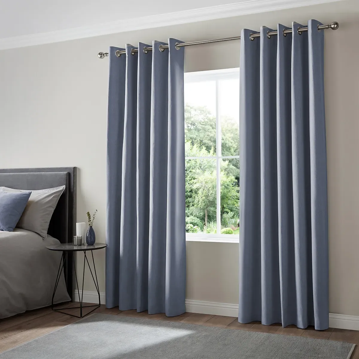 Mina Denim Curtain - Denim Blue, Polyester