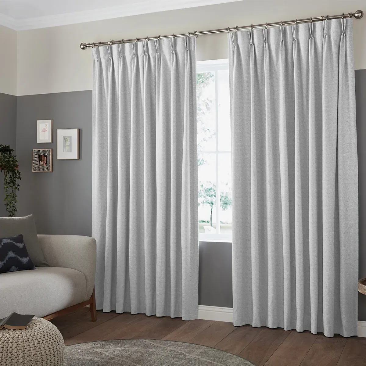 Mina Steel Curtain - Light Grey, Polyester