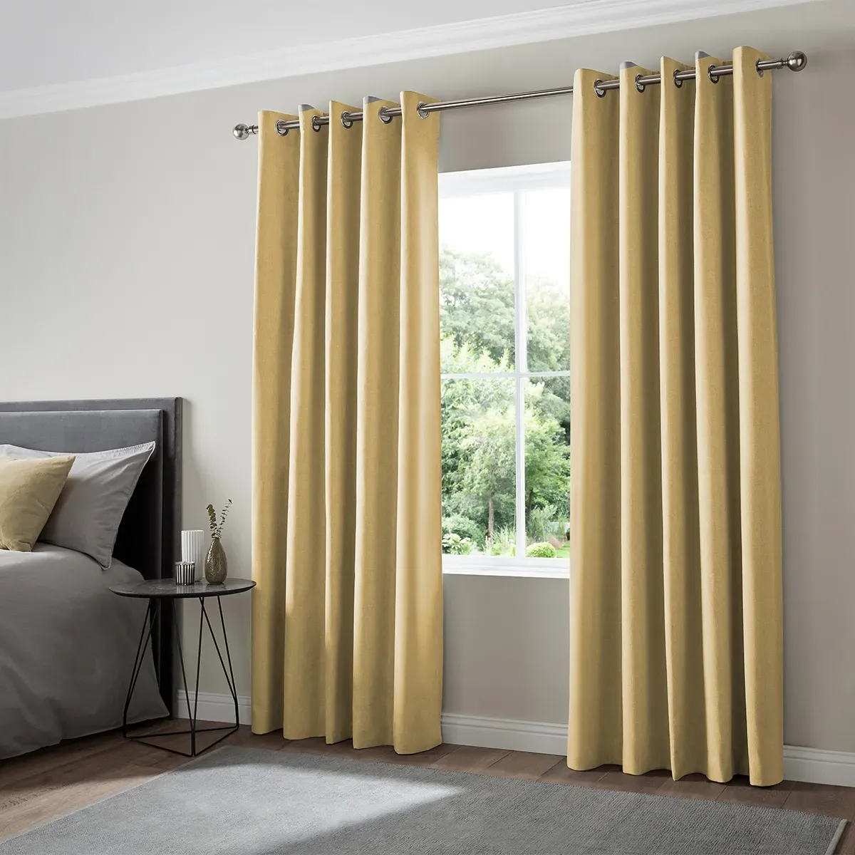 Mina Sunflower Curtain - Dark Yellow, Polyester