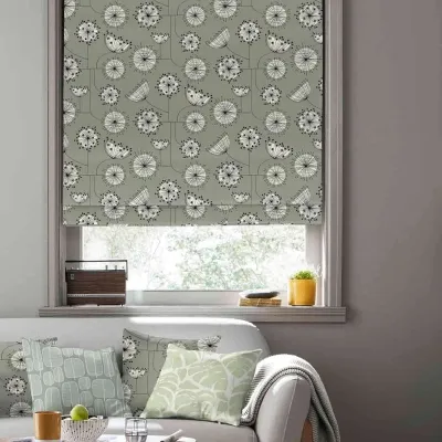 Missprint Dandelion Mobile Roman Blind - French Grey, Cotton image