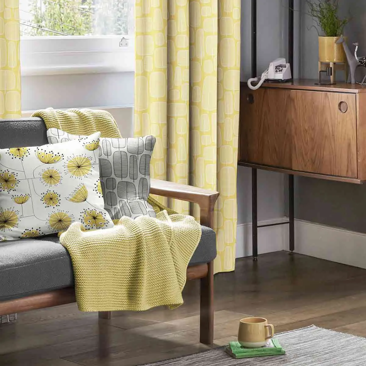 Missprint Little Trees Curtain - Yellow