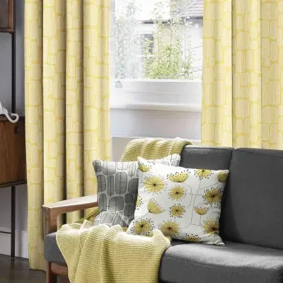 Missprint Little Trees Curtain - Yellow image